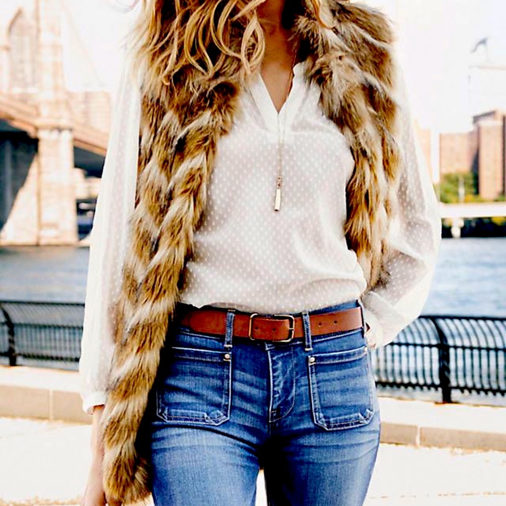 Express long faux fur vest. Very boho/70s.